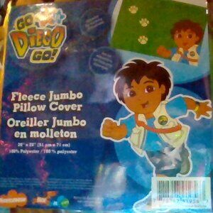 Brand New Nick Jr. Go Diego Go! 2-Piece Jumbo Pillow Cover and Blanket Set